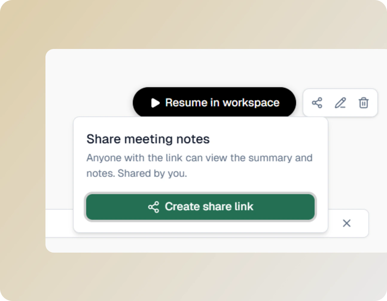 Bearbits share meeting notes: copy read-only link for summary and transcript